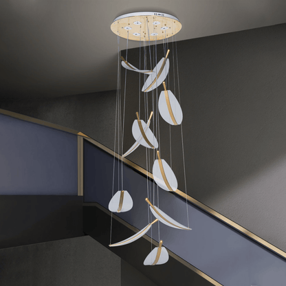 Glamour Ray Acrylic Leaf Chandelier - Contemporary Elegance with 10 Pendants for Modern Spaces