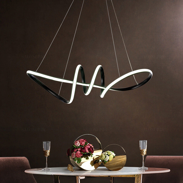 Glamour Ray: Black LED Cord Pendant Chandelier - Illuminate Your Space with Elegance