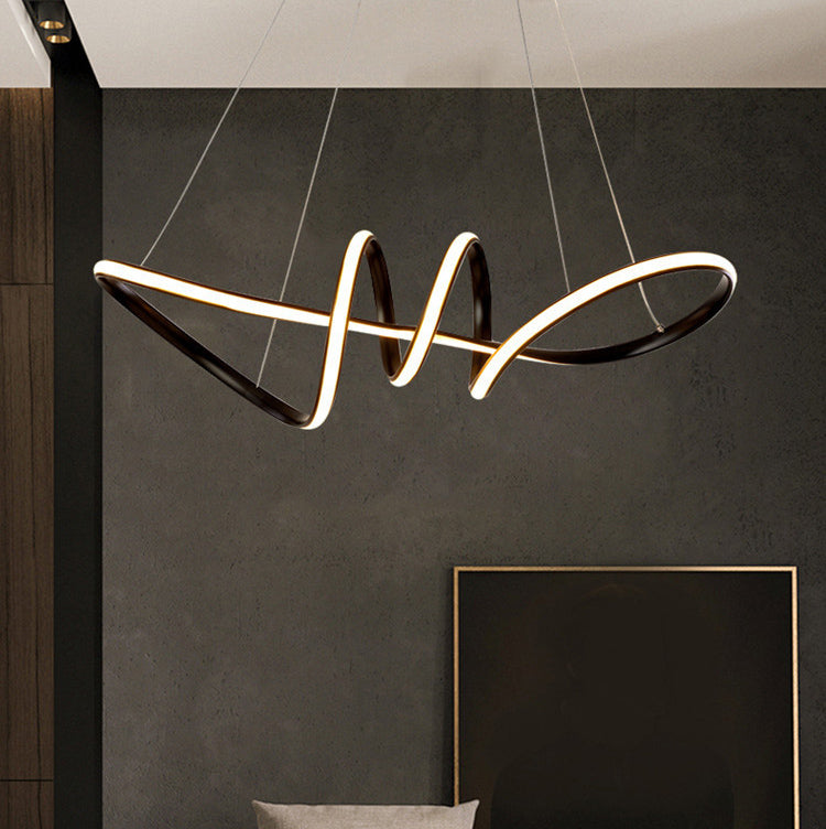 Glamour Ray: Black LED Cord Pendant Chandelier - Illuminate Your Space with Elegance