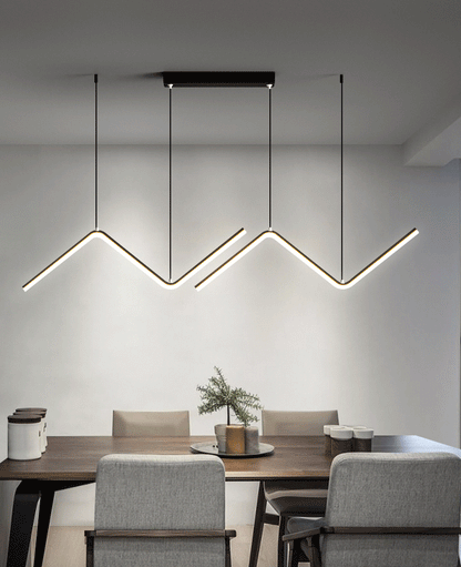 Luxury Black Body Modern Linear LED Chandelier Pendant Light - Warm White Illumination | Glamour Ray