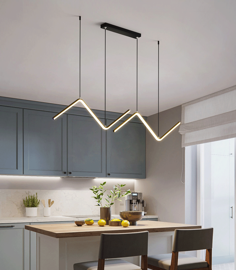 Luxury Black Body Modern Linear LED Chandelier Pendant Light - Warm White Illumination | Glamour Ray