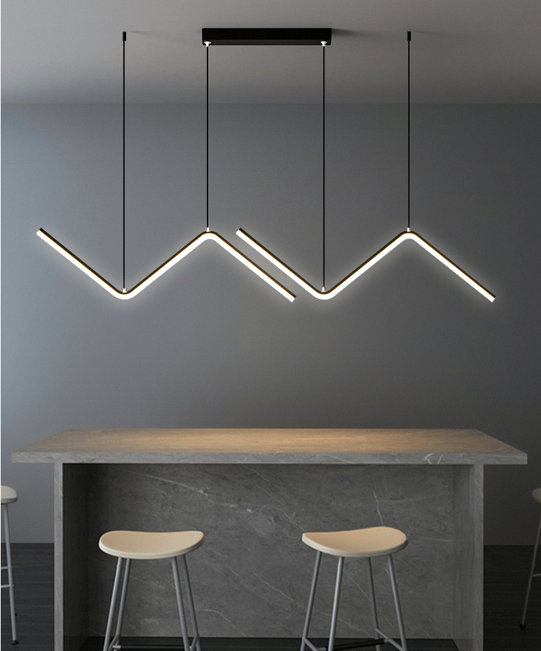 Luxury Black Body Modern Linear LED Chandelier Pendant Light - Warm White Illumination | Glamour Ray