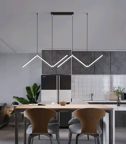 Luxury Black Body Modern Linear LED Chandelier Pendant Light - Warm White Illumination | Glamour Ray