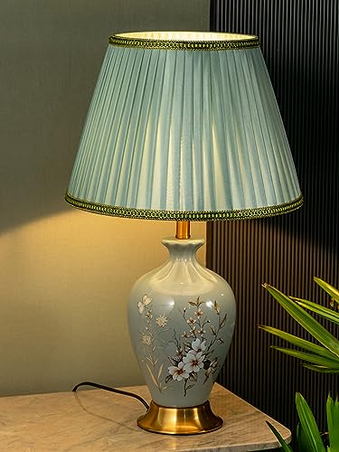 Glamour Ray's Serene Elegance Ceramic Table Lamp in Green - Perfect for Elevating Your Home and Office Ambiance