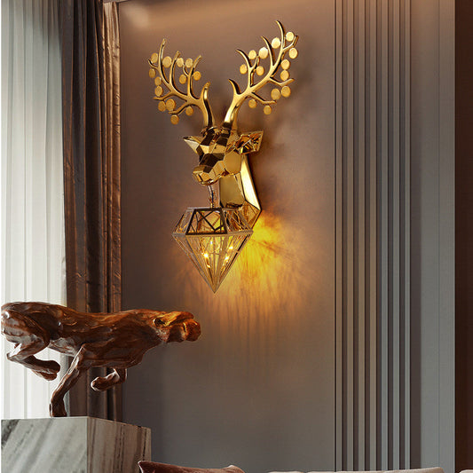 Glamour Ray Gold LED Deer Wall Lamp Art – European Creative Bedroom Wall Lamp