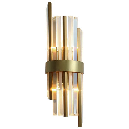 Glamour Ray Gold Plated Metal Wall Light with LED Glass Crystal - Warm White Illumination