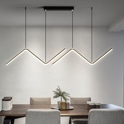 Luxury Black Body Modern Linear LED Chandelier Pendant Light - Warm White Illumination | Glamour Ray