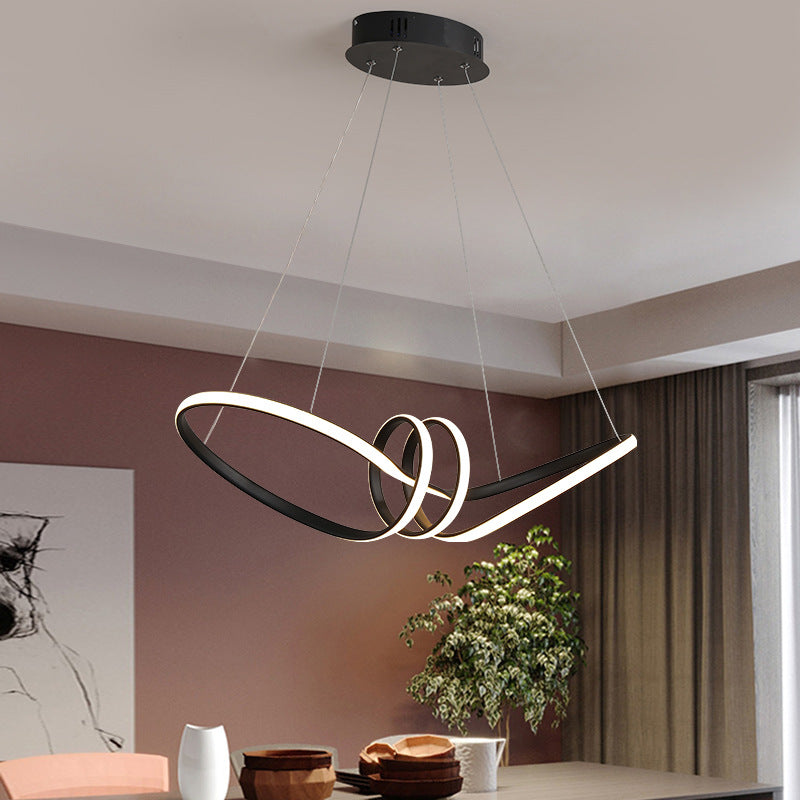 Glamour Ray: Black LED Cord Pendant Chandelier - Illuminate Your Space with Elegance