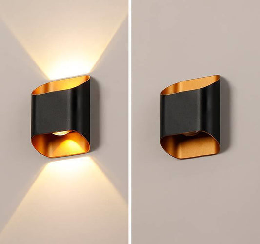 Glamour Ray Luxury Lighting: Modern Black Gold LED Outdoor Wall Gate Lamp - Waterproof (Warm White)