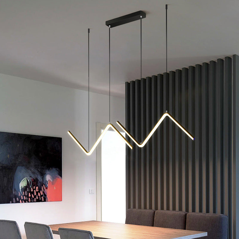 Luxury Black Body Modern Linear LED Chandelier Pendant Light - Warm White Illumination | Glamour Ray