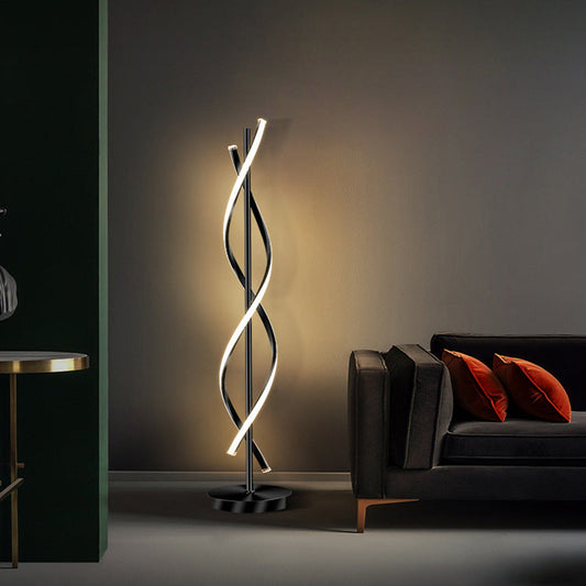 Glamour Ray Modern Black Curvy Floor Standing Lamp - Warm White | Luxury Home Lighting Solution