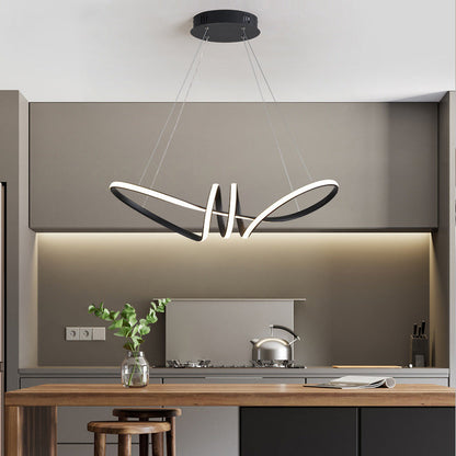 Glamour Ray: Black LED Cord Pendant Chandelier - Illuminate Your Space with Elegance