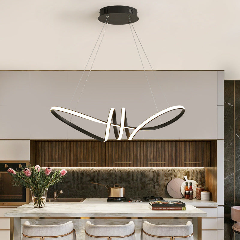 Glamour Ray: Black LED Cord Pendant Chandelier - Illuminate Your Space with Elegance