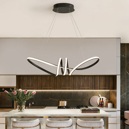 Glamour Ray: Black LED Cord Pendant Chandelier - Illuminate Your Space with Elegance