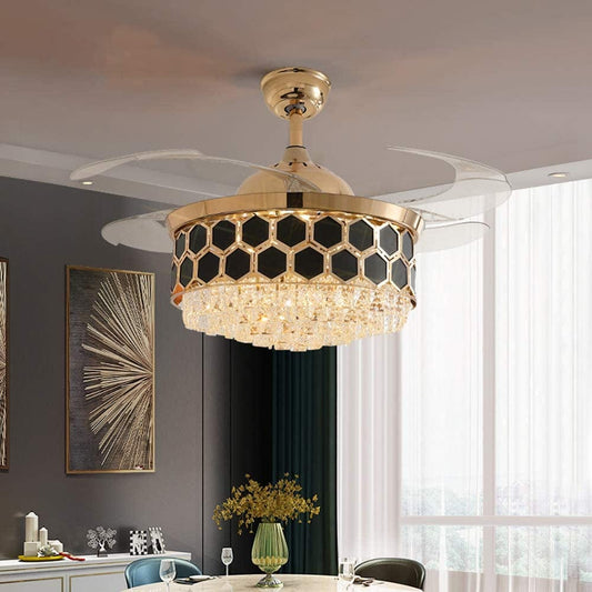 Glamour Ray presents the Exquisite Crystal Chandelier Ceiling Fan with Remote Control