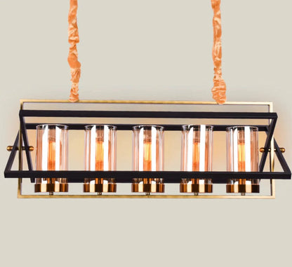 Glamour Ray's Opulent 5-Light Antique Gold and Black Brass Chandelier with Amber Glass Accents - Warm White Illumination