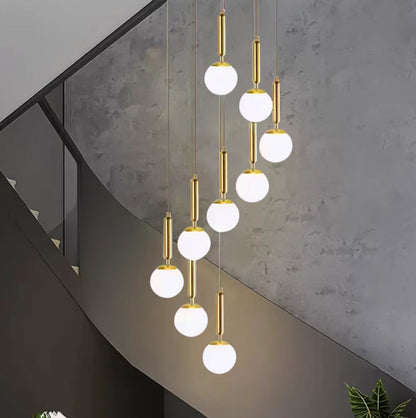 The Frosted Glass Double-Height Staircase Chandelier - 10 Radiant Lights in Warm White