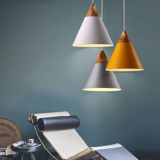 Glamour Ray LUXE CONIC Wood and Metal Hanging Lights: Modern Elegance for Impressive Spaces