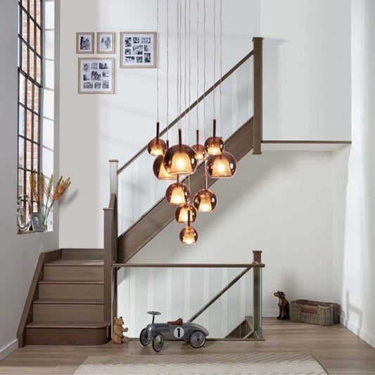 ANKUR PENTA GLO CONTEMPORARY DOUBLE HEIGHT GLASS CHANDELIER - Ankur Lighting