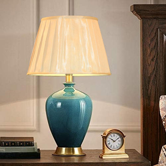 Serene Seascape" by Glamour Ray: A Timeless Luxury Ceramic Table Lamp in Navy Blue.