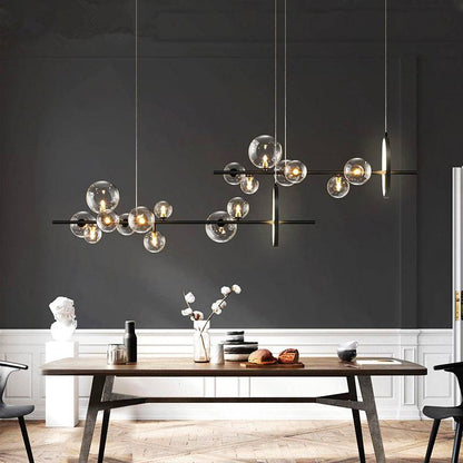 Glamour Ray's Exquisite Black Clear Glass with Ring Chandelier Ceiling Lights: 10-Light Elegance in Warm White