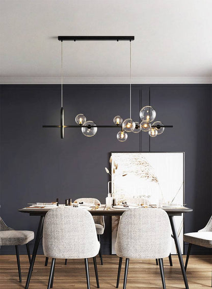 Glamour Ray's Exquisite Black Clear Glass with Ring Chandelier Ceiling Lights: 10-Light Elegance in Warm White