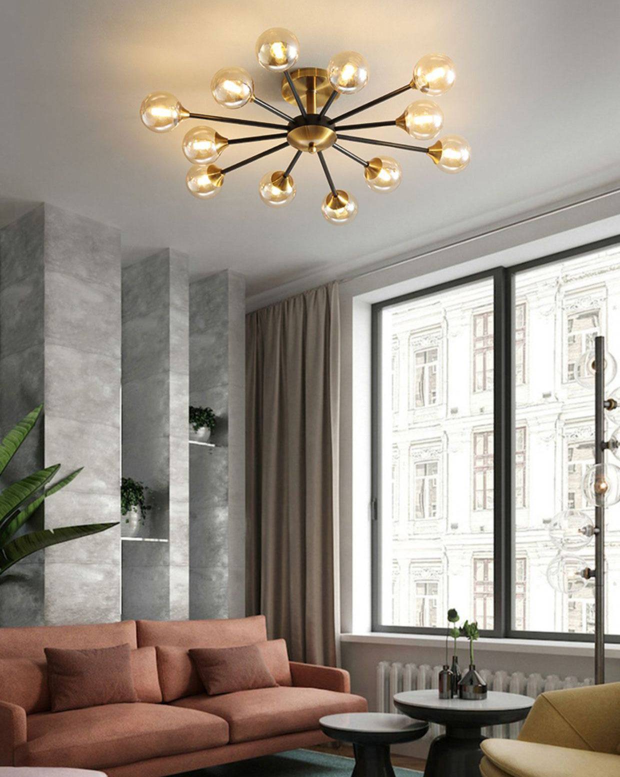 Glamour Ray's Exquisite 12-Light Gold Black Amber Glass Chandelier: Warm White Elegance