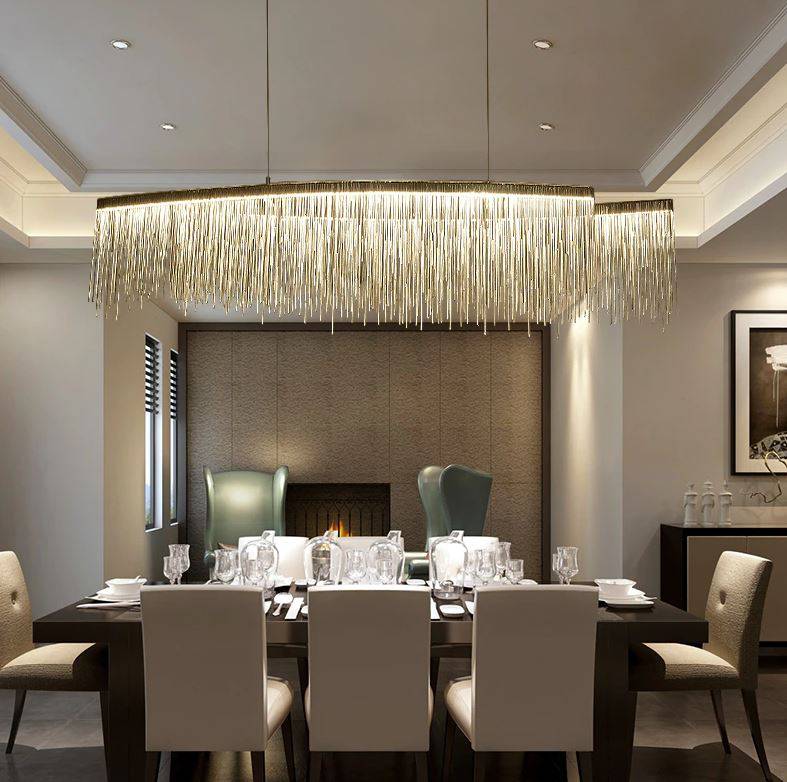 Glamour Ray's Exquisite 1200MM Long Silver Aluminium Chain Chandelier: Warm White Elegance