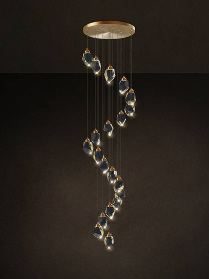 Glamour Ray 20-Light Chandelier - Adjustable Height for Staircases and Double Height Spaces, Elegant Illumination for Grand Interiors