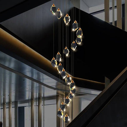 Glamour Ray 20-Light Chandelier - Adjustable Height for Staircases and Double Height Spaces, Elegant Illumination for Grand Interiors