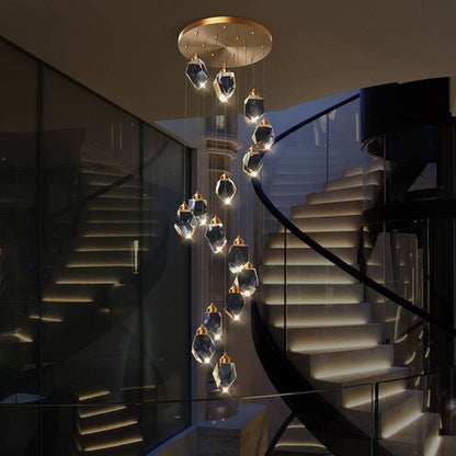 Glamour Ray 20-Light Chandelier - Adjustable Height for Staircases and Double Height Spaces, Elegant Illumination for Grand Interiors