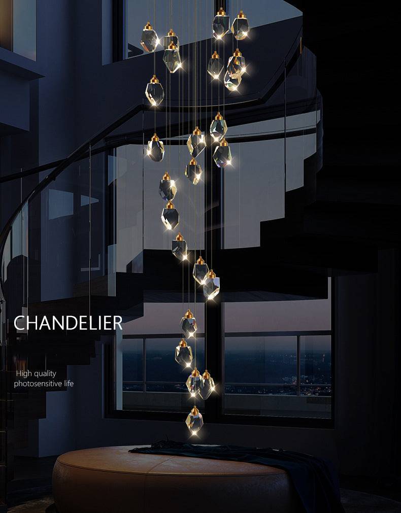 Glamour Ray 20-Light Chandelier - Adjustable Height for Staircases and Double Height Spaces, Elegant Illumination for Grand Interiors