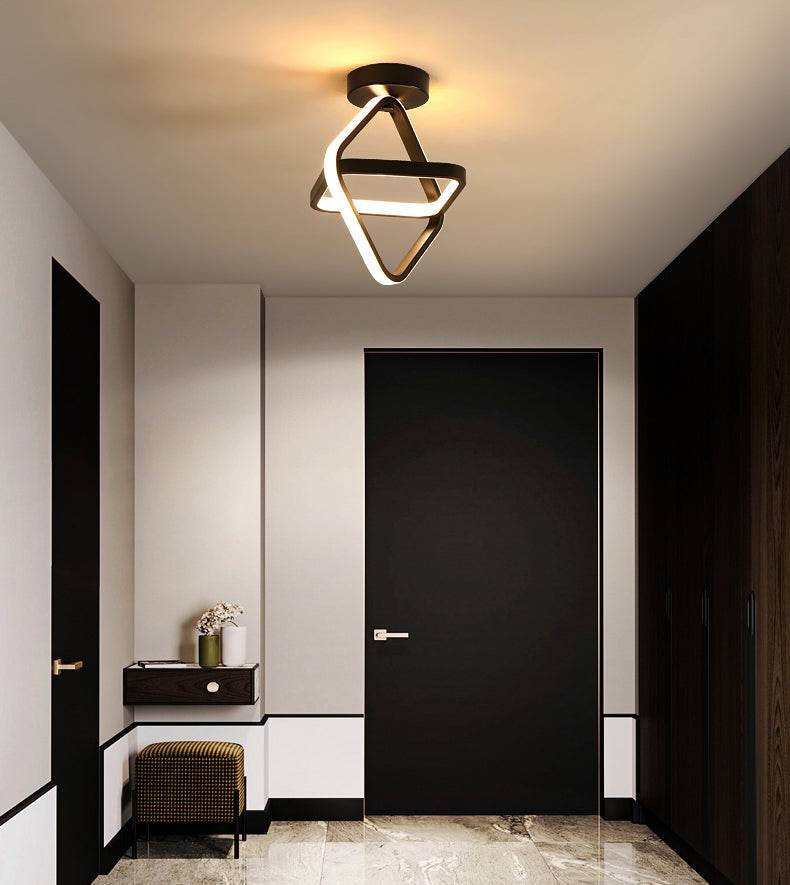 Glamour Ray Luxury Lighting: 25W LED Black Modern Double Square Ceiling Chandelier - Warm White