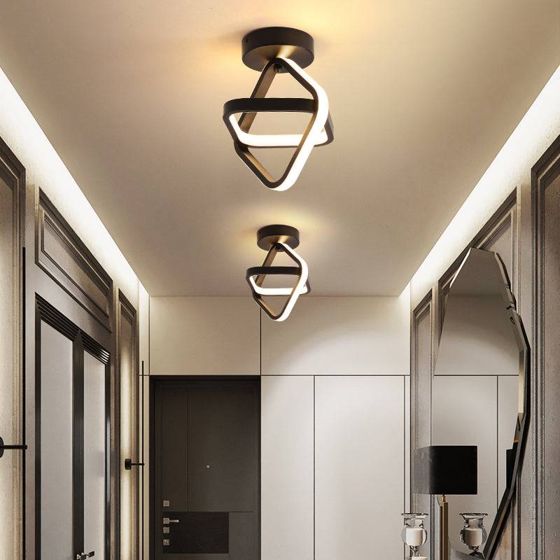 Glamour Ray Luxury Lighting: 25W LED Black Modern Double Square Ceiling Chandelier - Warm White