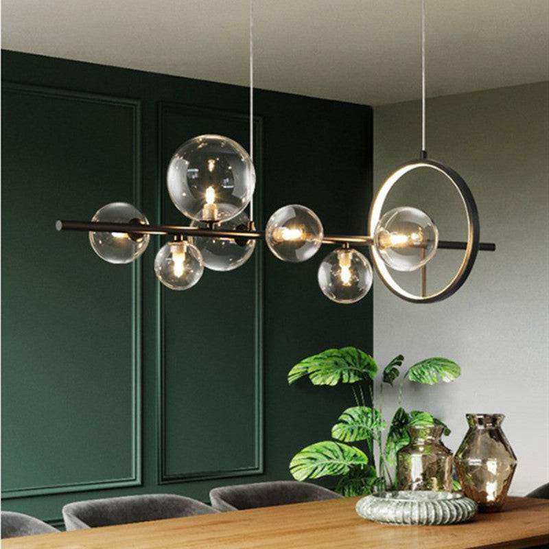 Glamour Ray: Exquisite 7 Light Black Clear Glass with Ring Chandelier - Luxurious Ceiling Lights for Elegant Spaces