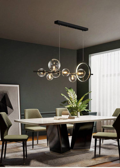 Glamour Ray: Exquisite 7 Light Black Clear Glass with Ring Chandelier - Luxurious Ceiling Lights for Elegant Spaces