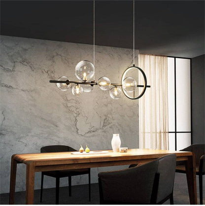 Glamour Ray: Exquisite 7 Light Black Clear Glass with Ring Chandelier - Luxurious Ceiling Lights for Elegant Spaces