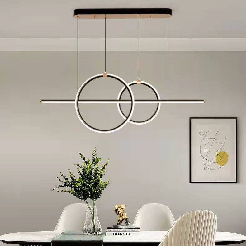 Glamour Ray: Black Gold Linear LED Chandelier Pendant Light - Warm White Illumination | Elegant Hanging Lamp