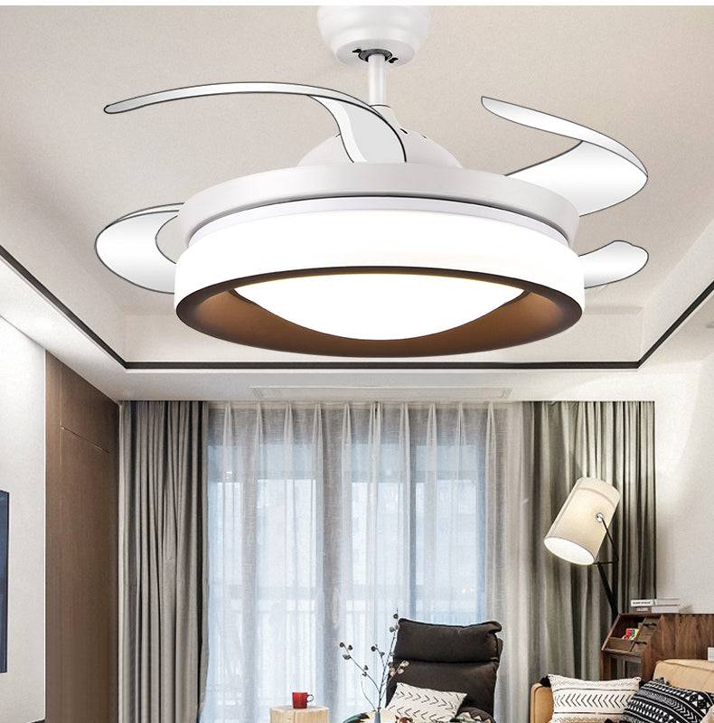 Glamour Ray: Luxury White Ceiling Fan Chandelier with Remote Control - 4 Retractable ABS Blades, Warm White Illumination