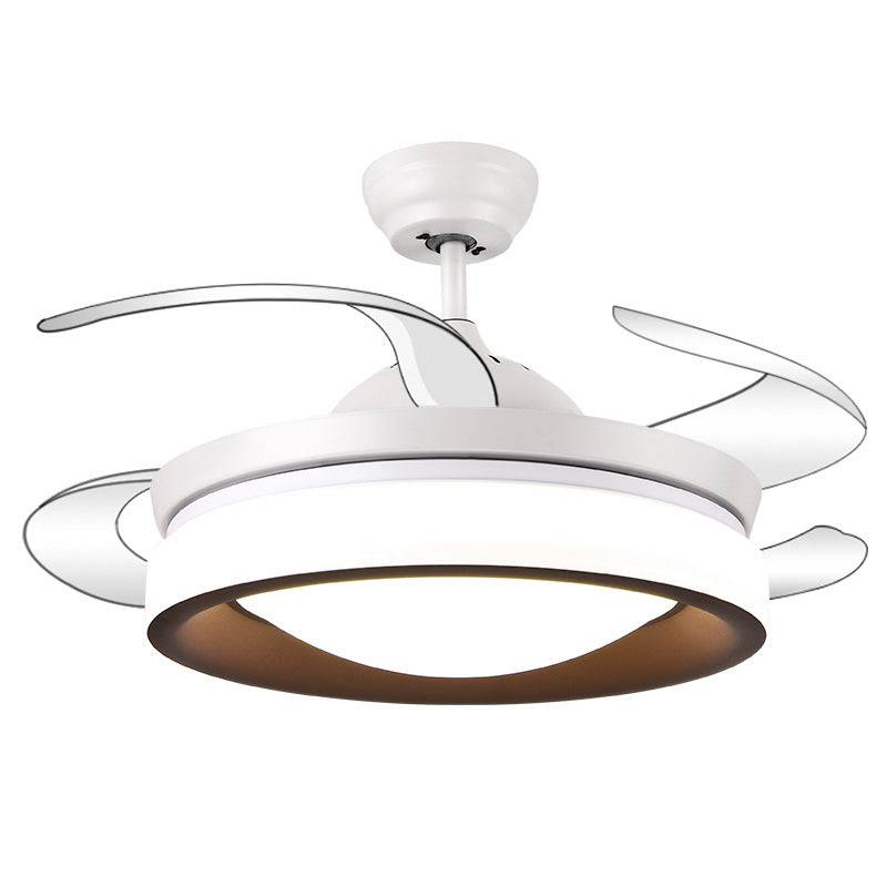 Glamour Ray: Luxury White Ceiling Fan Chandelier with Remote Control - 4 Retractable ABS Blades, Warm White Illumination