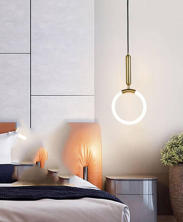 Glamour Ray's Golden Glow: Modern LED 1-Light 200MM Ring Pendant Light in Warm White/Gold