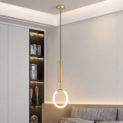 Glamour Ray's Golden Glow: Modern LED 1-Light 200MM Ring Pendant Light in Warm White/Gold