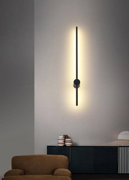 Glamour Ray 600mm LED Black Long Tube Wall Light - Warm White Illumination